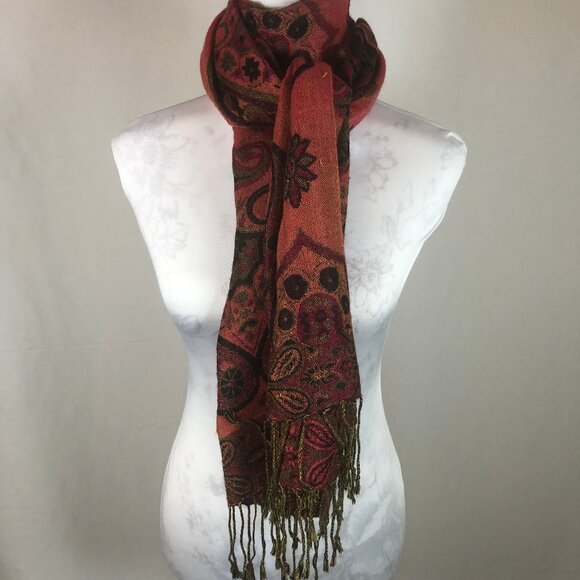 🌹 Vintage Pashmina & Silk Paisley Wrap — Reversible, Luxe, Boho Elegance - Picture 7 of 16